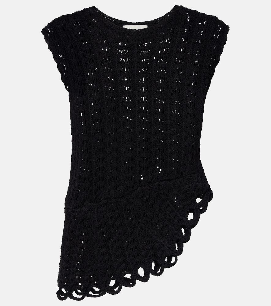 loulou de saison saez asymmetric scalloped crochet top