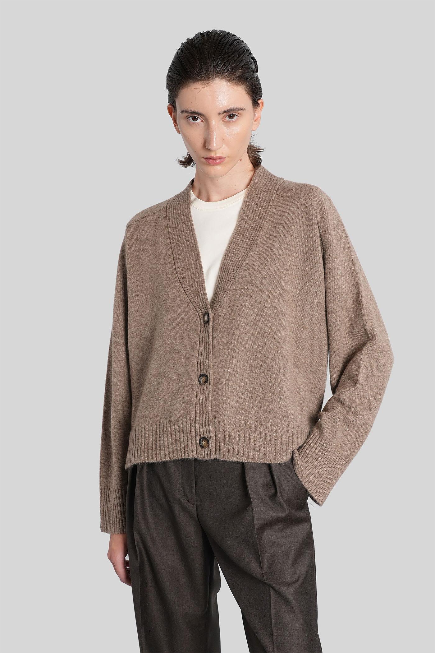loulou studio kaia lds cardigan in taupe cashmere