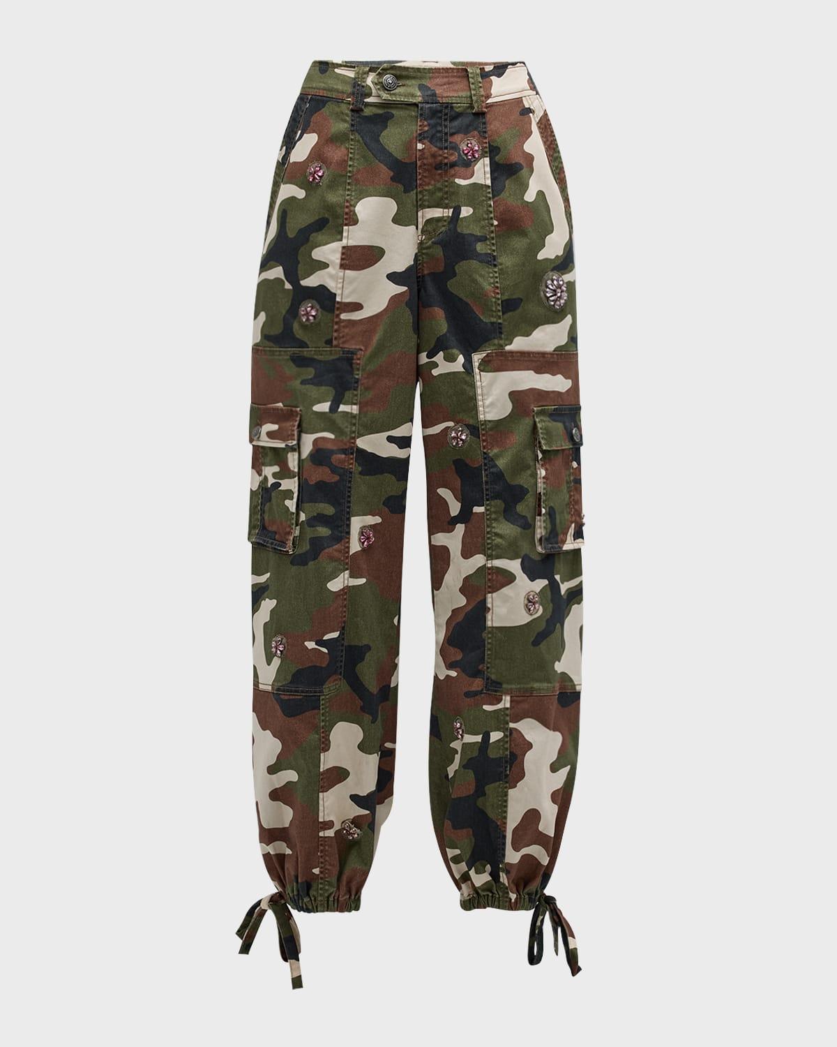 love camo zola embellished twill pants