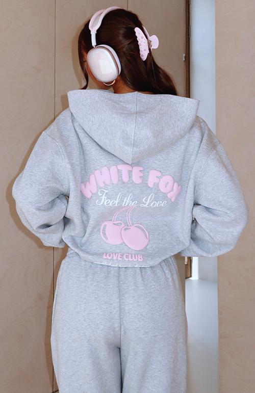 love me tender oversized hoodie dark grey marle