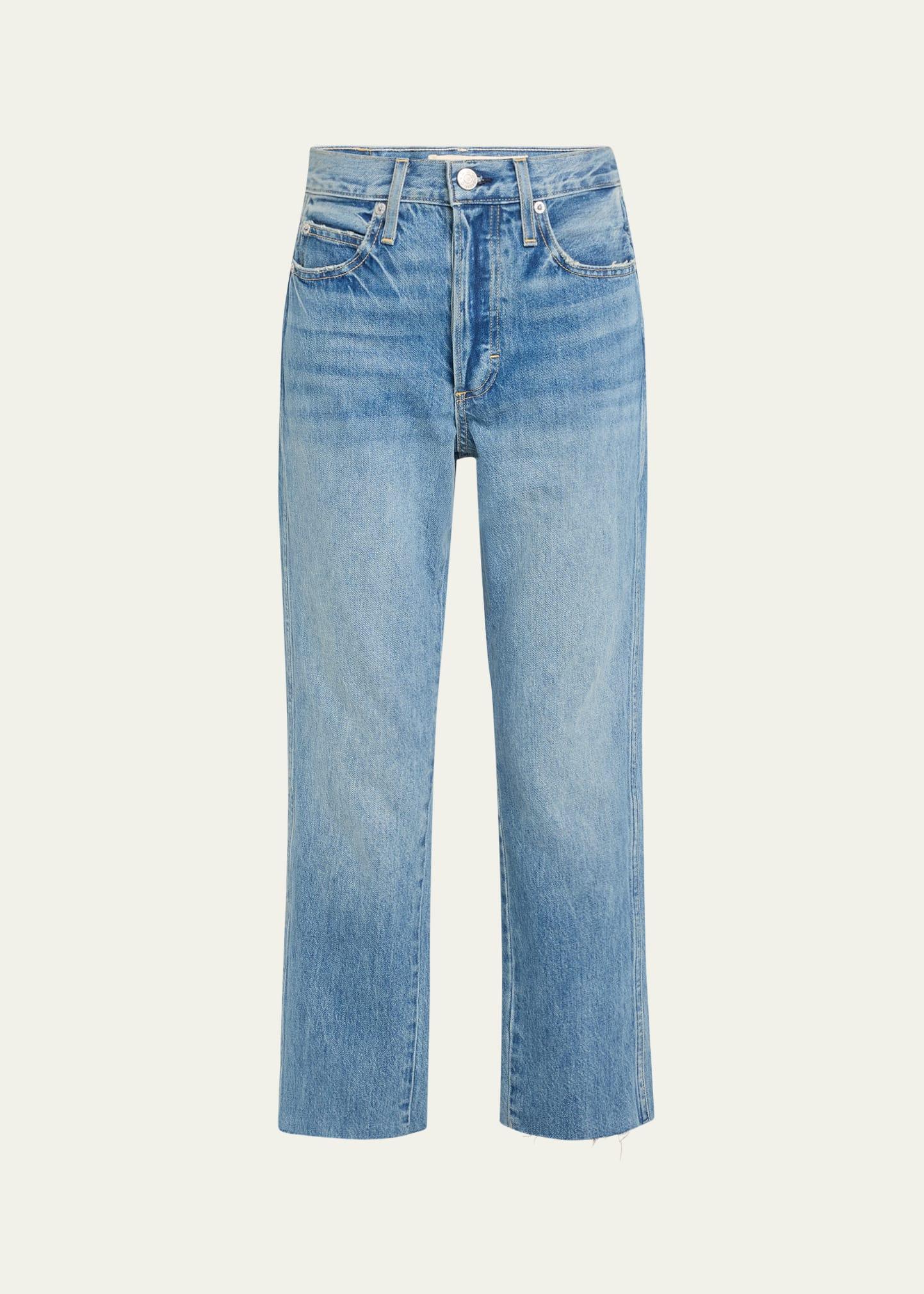 loverboy high-rise cropped jeans with frayed hem