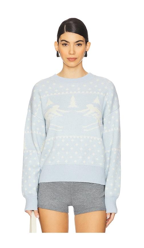 lovers and friends adira fair isle sweater in baby blue.