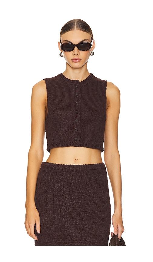 lovers and friends agnese cropped vest in brown.