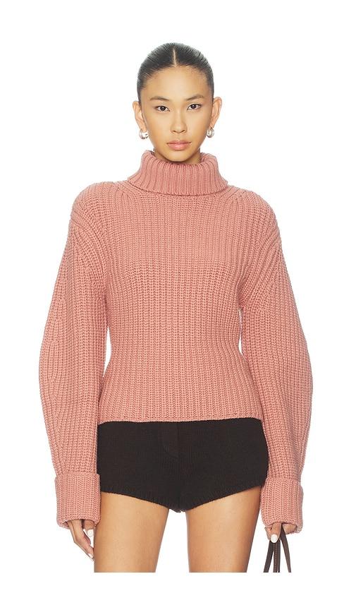 lovers and friends aimee mock neck sweater in pink.