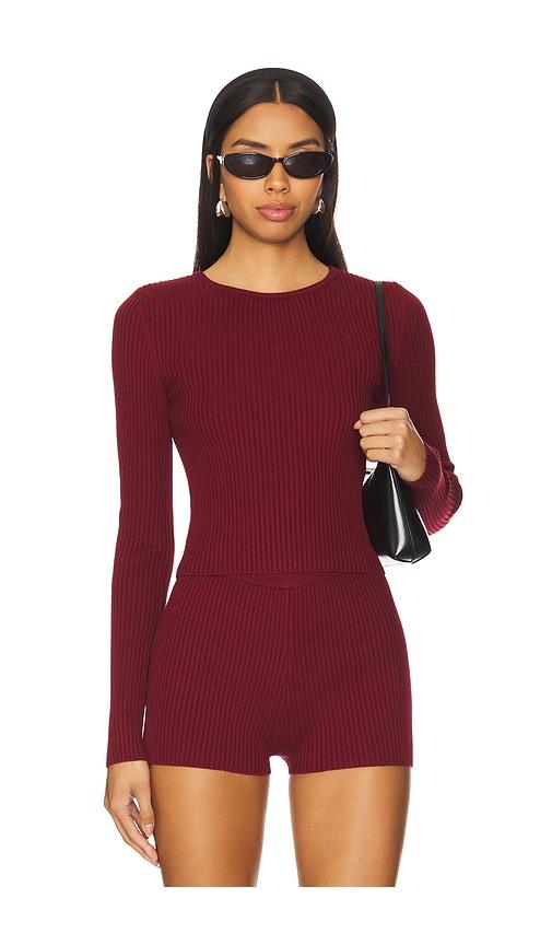 lovers and friends aine knit crewneck in burgundy.