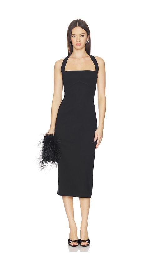 lovers and friends ainsley midi dress in black.