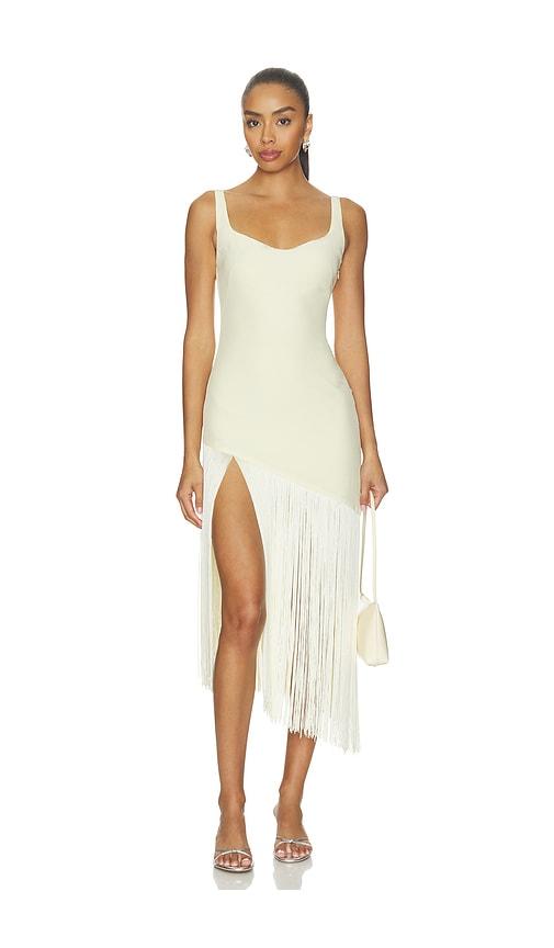 lovers and friends aisha midi dress in yellow.