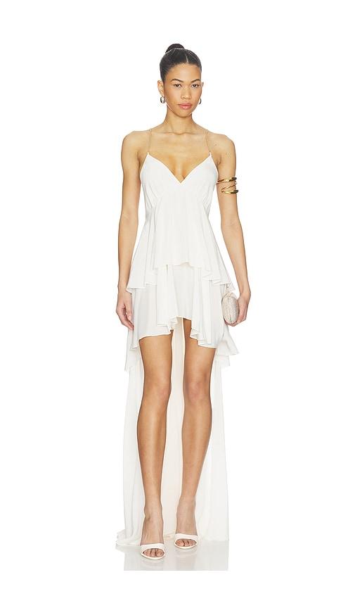 lovers and friends aiyanna silk maxi dress in ivory.
