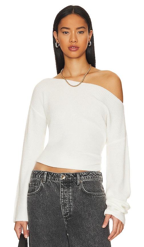 lovers and friends alayah off shoulder sweater in white.