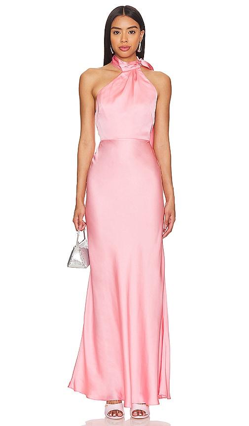 lovers and friends albie gown in pink.