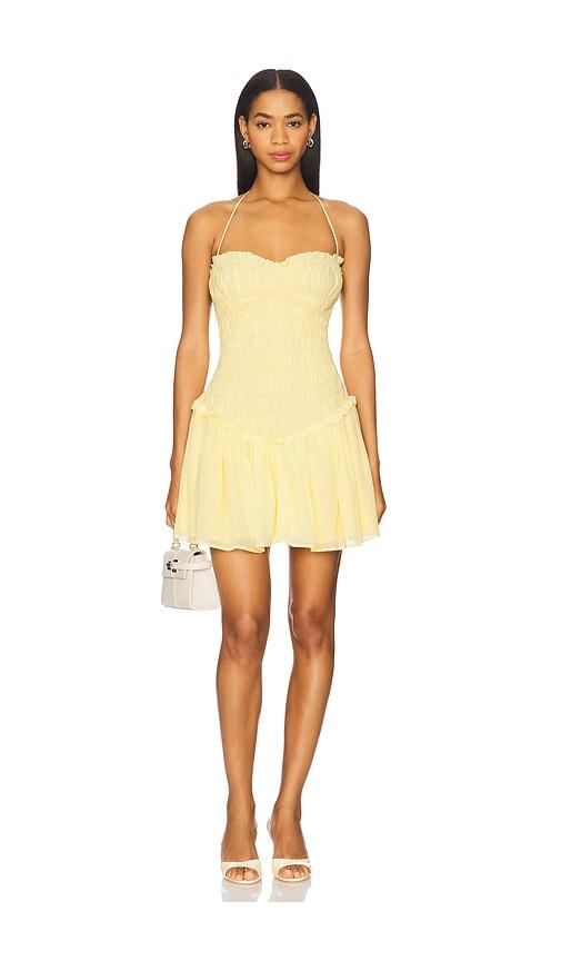 lovers and friends alessia mini dress in yellow.