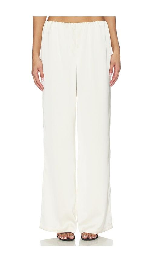 lovers and friends alette satin pants in ivory.