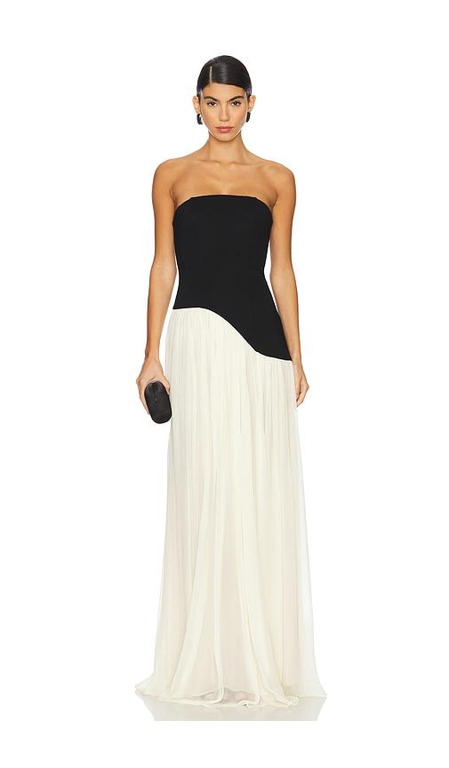 lovers and friends alice strapless gown in cream.