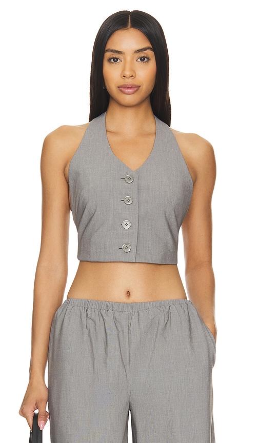 lovers and friends amanda vest in charcoal.