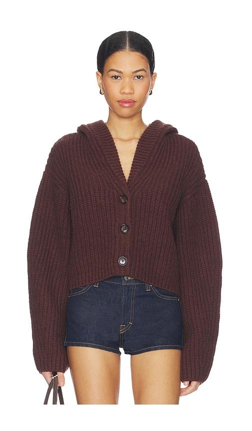 lovers and friends anika hooded cardigan in chocolate.
