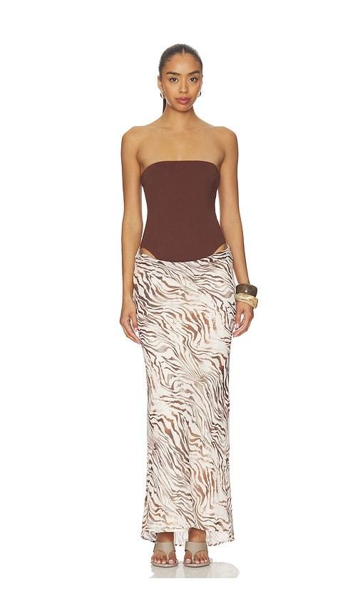 lovers and friends anneli maxi dress in beige,brown.
