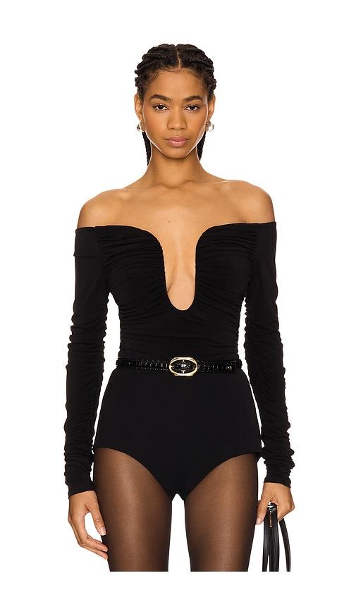 lovers and friends ari bodysuit in black.