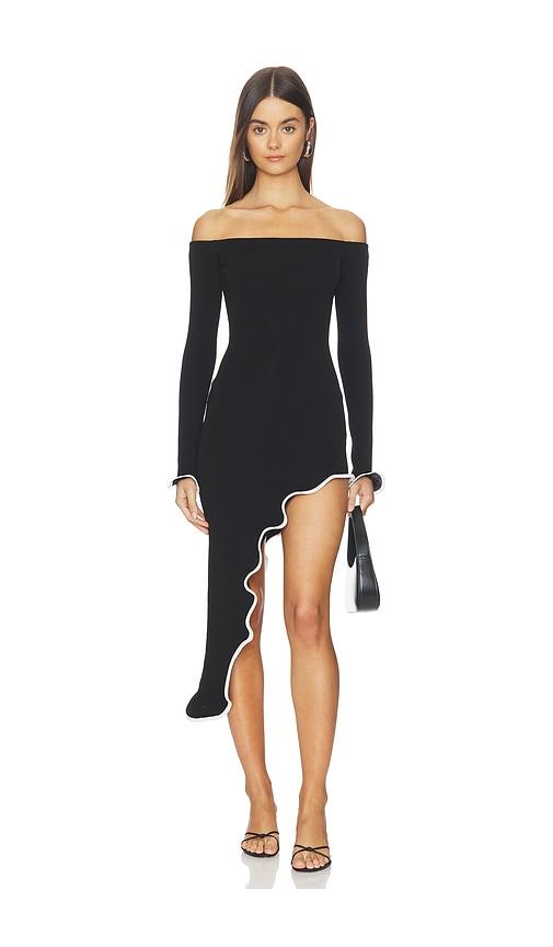 lovers and friends aria off the shoulder midi dress in black.