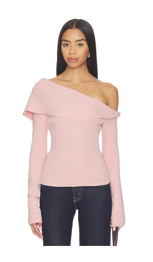 lovers and friends arya off the shoulder sweater in pink.