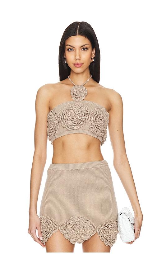 lovers and friends ashby crochet top in beige.