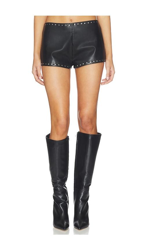 lovers and friends bella faux leather short in black.