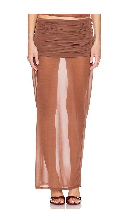 lovers and friends bella maxi skirt in tan.