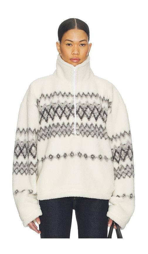 lovers and friends billie half zip pullover in white,grey.