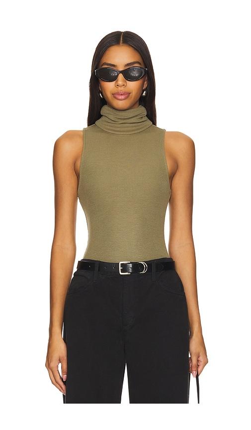 lovers and friends blythe bodysuit in olive.