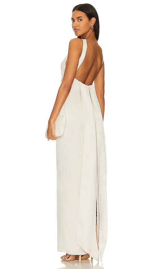 lovers and friends bobbi gown in beige.