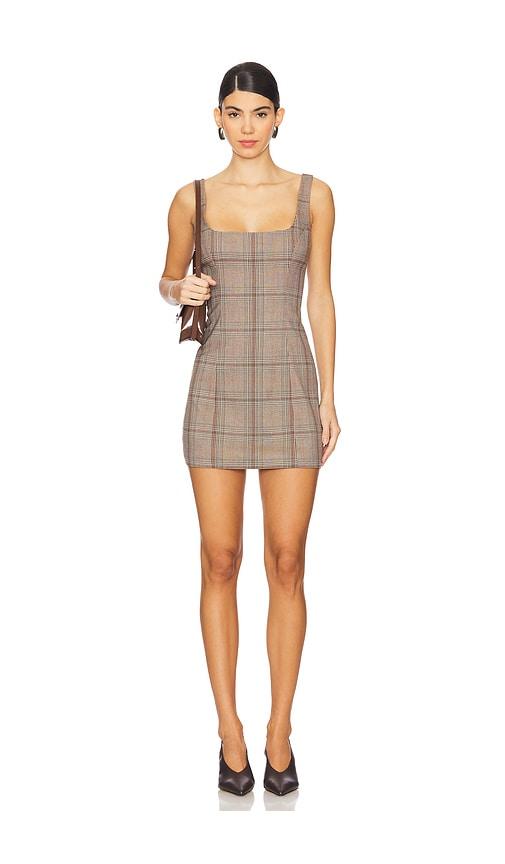 lovers and friends bonnie mini dress in beige.