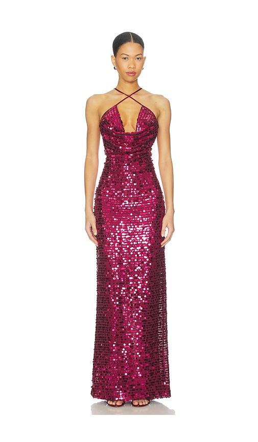 lovers and friends britt gown in fuchsia.