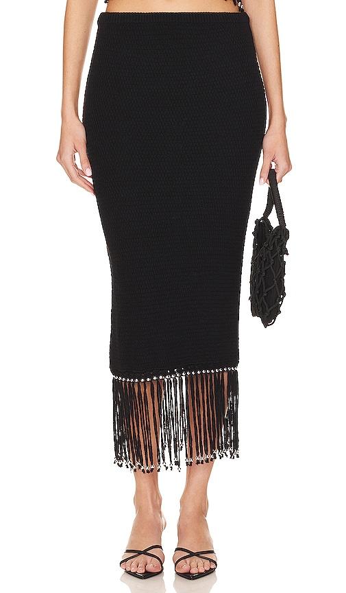 lovers and friends bryony fringe skirt in black.