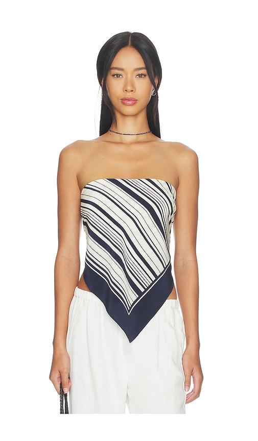 lovers and friends carmen scarf top in navy,white.
