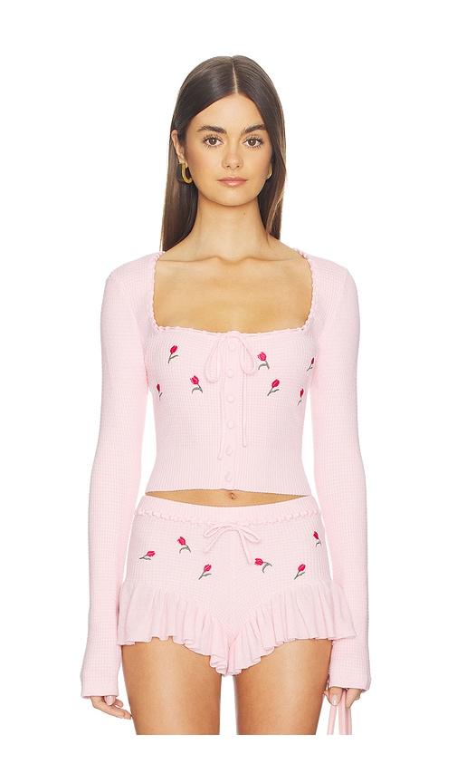 lovers and friends cecilia floral embroidered top in pink.
