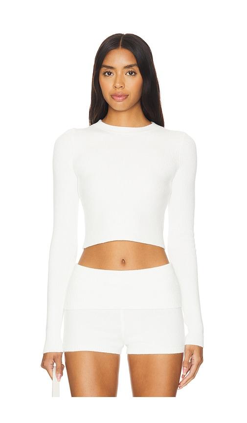 lovers and friends clarisse crewneck sweater in white.