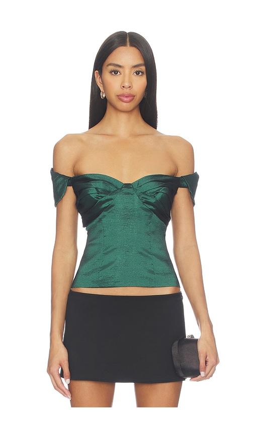 lovers and friends colette top in dark green.
