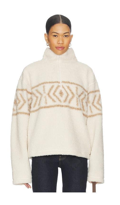 lovers and friends dani half zip pullover in beige.