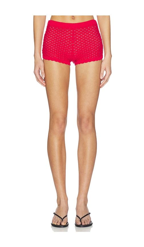 lovers and friends daniella pointelle short in red.