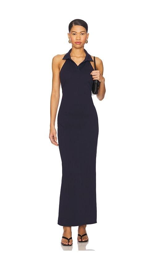 lovers and friends deb polo maxi dress in navy.