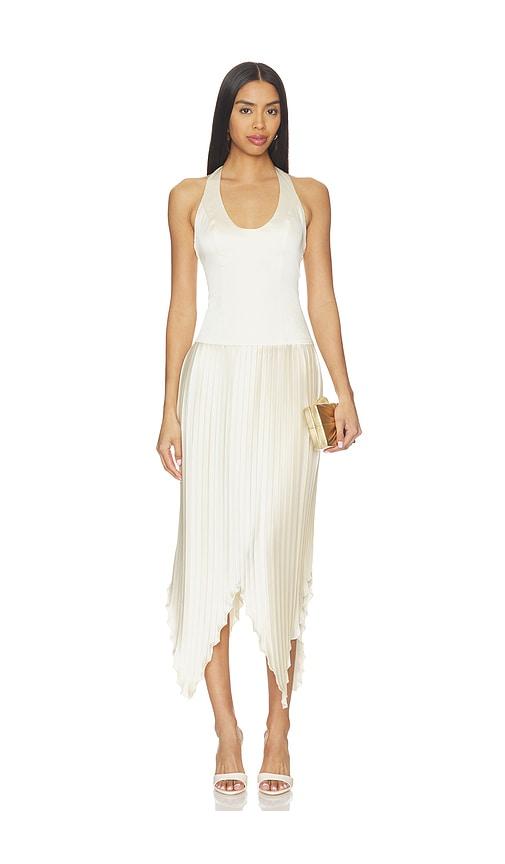 lovers and friends doris midi dress in cream.