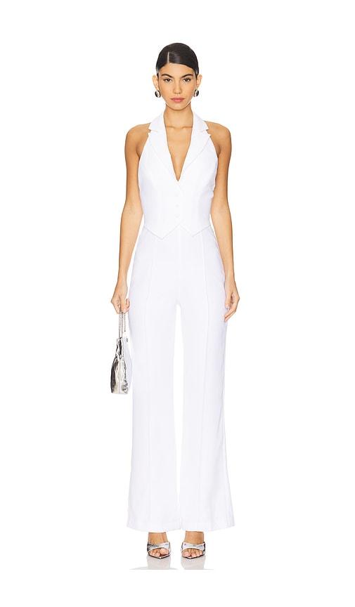 lovers and friends elena jumpsuit in white.
