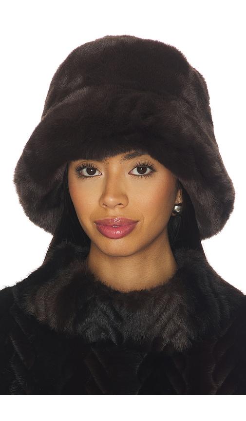 lovers and friends elias faux fur bucket hat in brown.