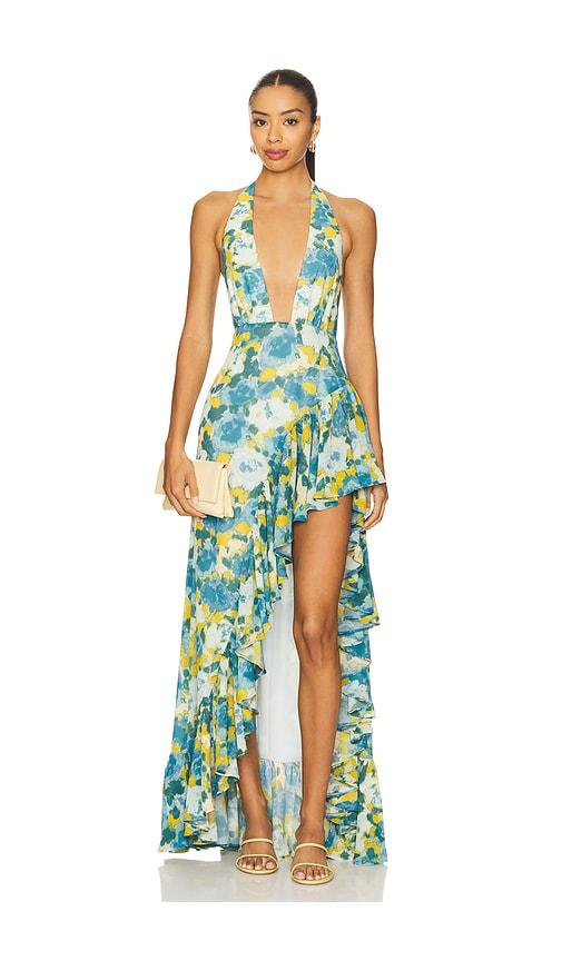 lovers and friends eloise gown in blue,teal.