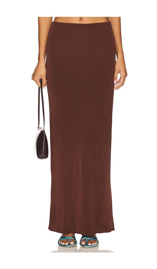 lovers and friends elsy maxi skirt in brown.