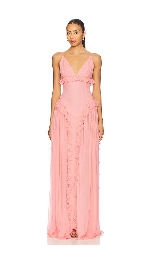 lovers and friends evelyn gown in pink.