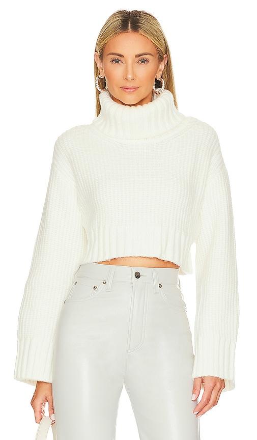 lovers and friends feya cropped pullover in ivory.