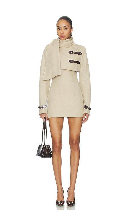lovers and friends florence mini dress in tan.
