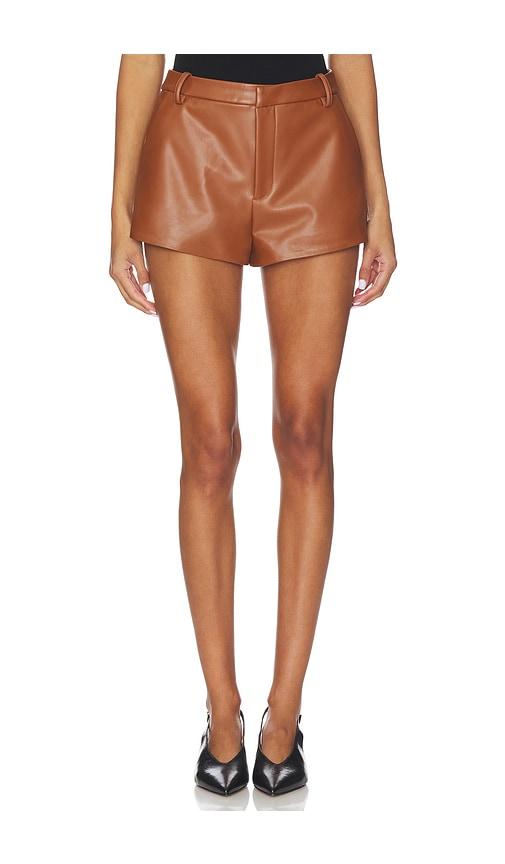 lovers and friends gemma faux leather short in brown.