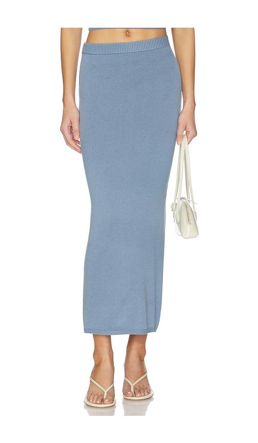 lovers and friends genie pull on maxi skirt in blue.