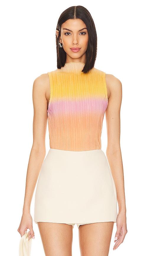 lovers and friends giada sheer top in orange.